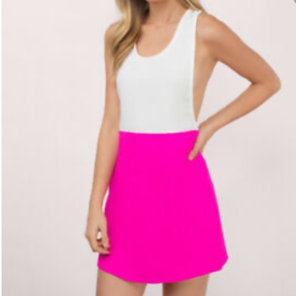 Tobi a step above neon pink and white shift dress - Picture 7 of 7